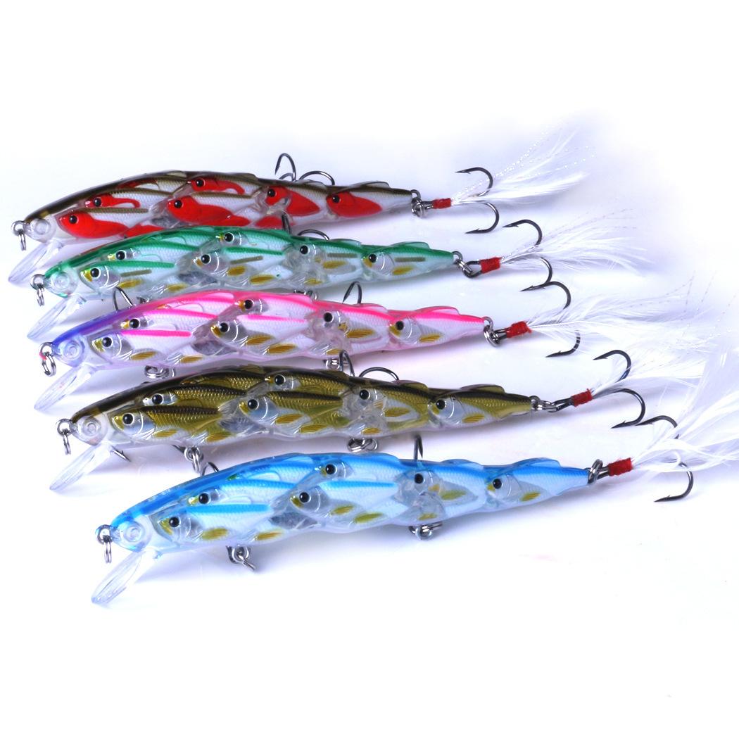 

5PCS 11.5CM-15.7G-4#Lure fishing tackle set with floating minnow artificial bait for foreign trade 11.5CM-15.7G