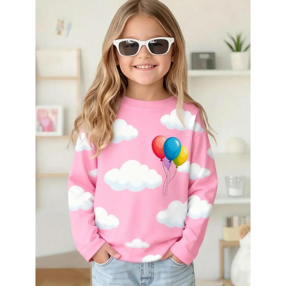 

Весенне-осенний топ с круглым вырезом и 3D-принтом, модная повседневная детская футболка с длинным рукавом для девочки 130