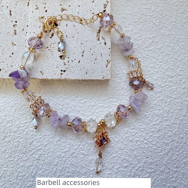 

K-style Fashion Lavender Romantic Amethyst Bracelet for Women Shiny Pentagram Zircon Pendant Necklace Bracelet Necklace Amethyst bracelet