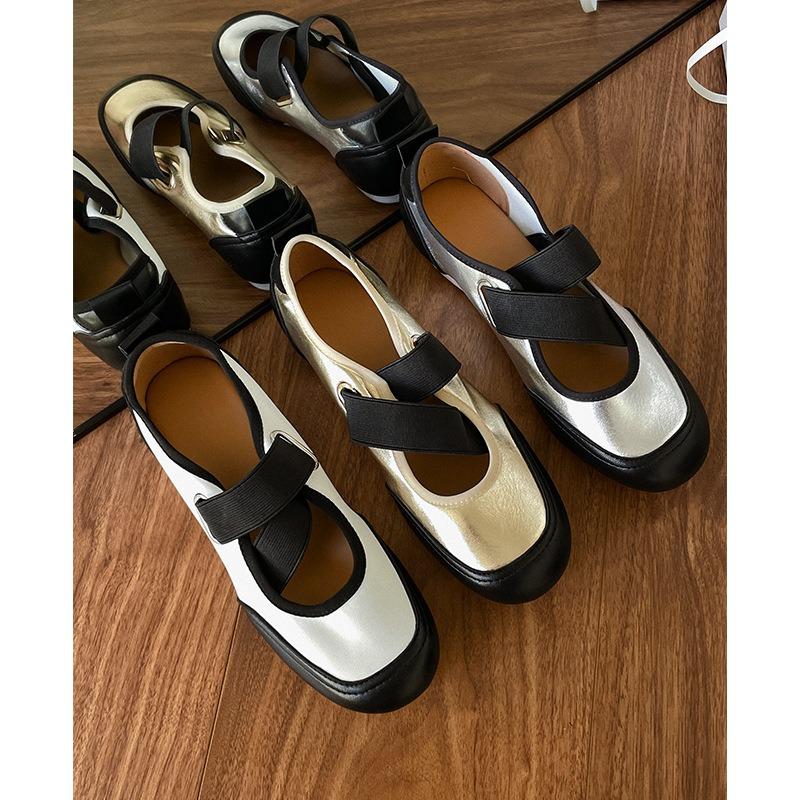 New, Platform Sports Shoes Fashionable Silver Casual Soft-soled Mary Jane Shoes Spring Versatile Thick Heel Small Leather Shoes Women