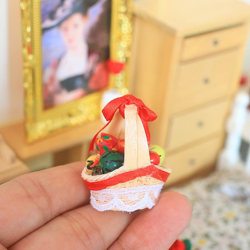 1/12 Dollhouse Simulation Fruits Basket Model Dollhouse Mini Scene Decoration Playing Kitchen House Ornament Dollhouse Accessory