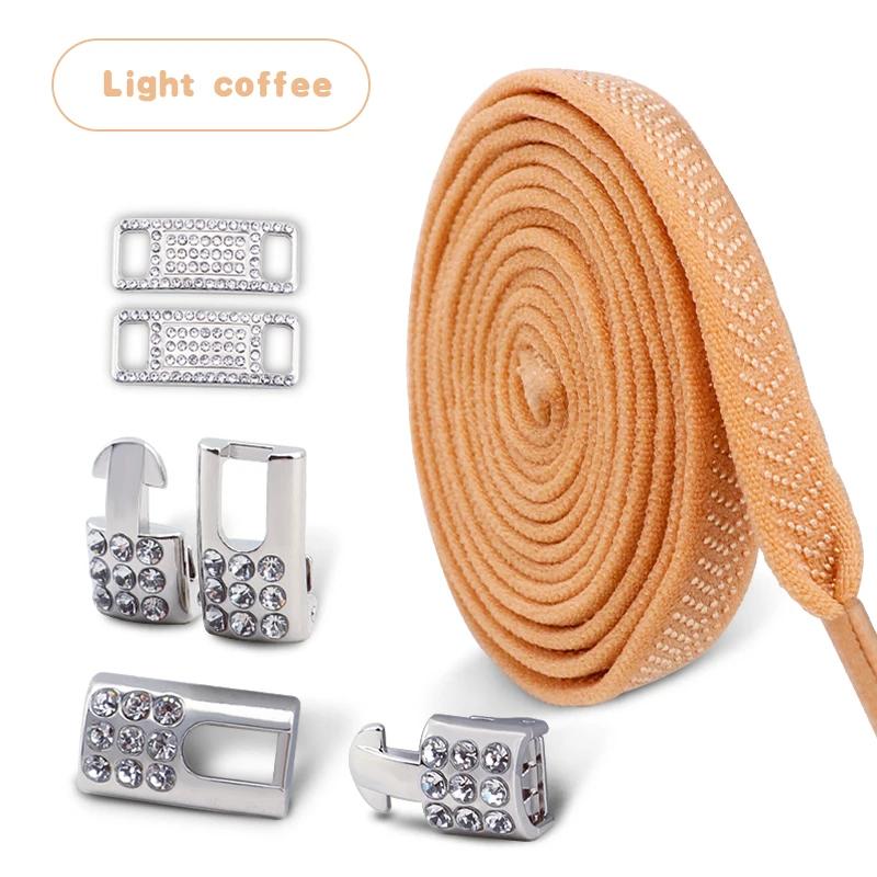 Tennis Silver Diamond Buckle Shoelaces No Tie Shoe Laces Elastic Laces Sneakers Without Ties Flat Shoelace for Shoes Accessories