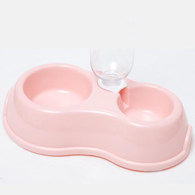 Pet Drinking Bowl Feeder Double Bowl Plastic Automatic Drinking Bottle