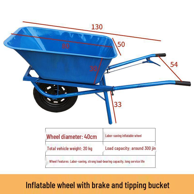 Dual-Wheel Agricultural Wheelbarrow - Small Handcart for Orchard, Construction, or Goods Transport