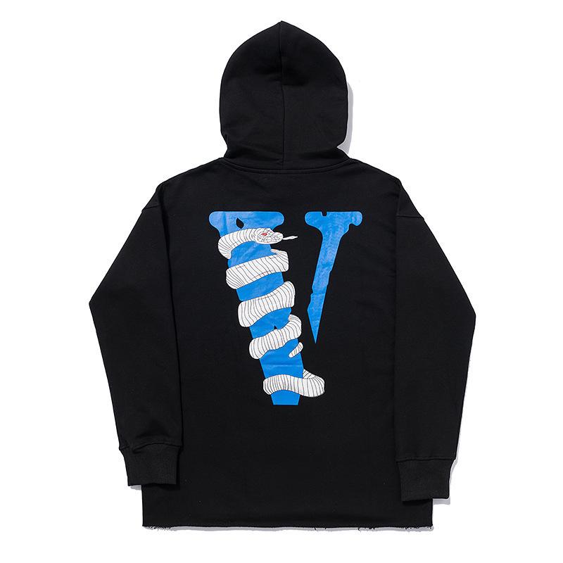 Vlone Blue Big V Venom Snake Hoodie: Unisex Loose Fit Sweatshirt