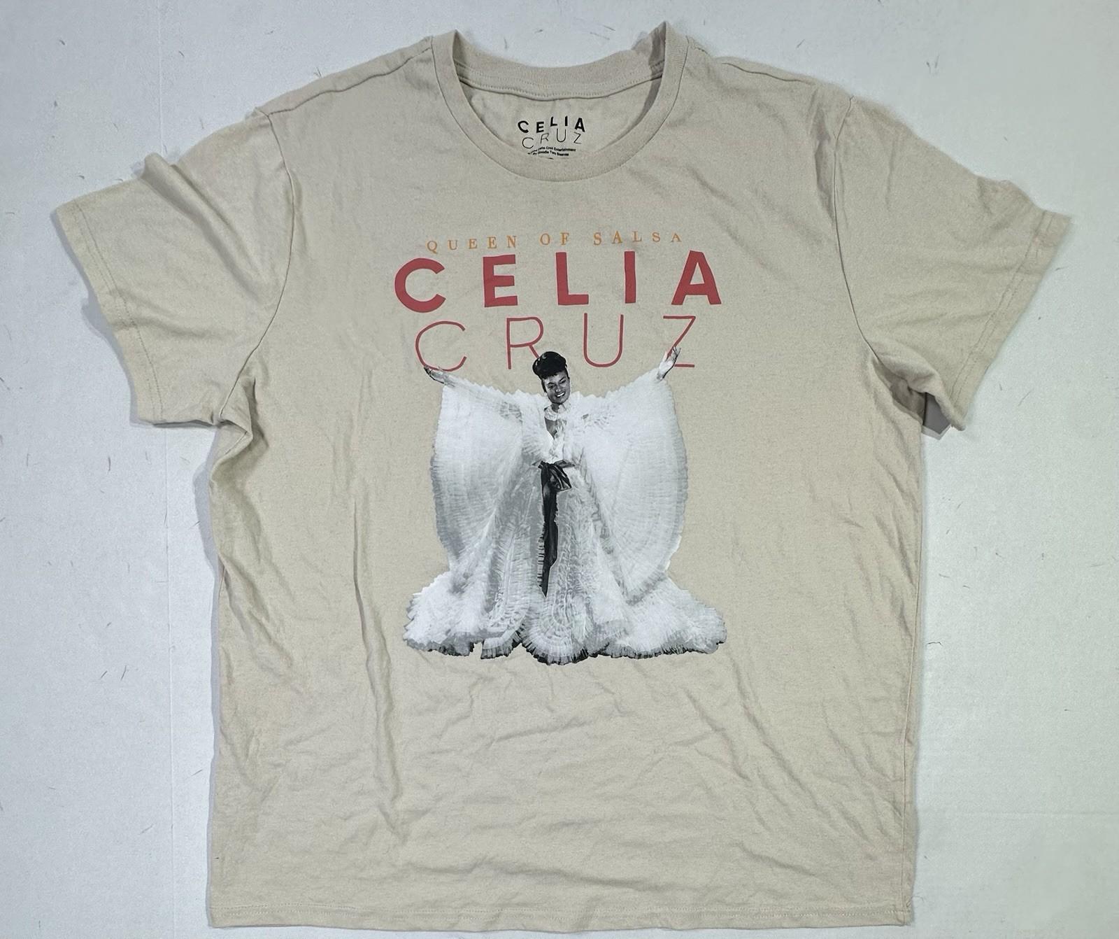 Celia Cruz Queen of Salsa 2XL Beige Latin Music Icon Tee Unisex T-Shirt S