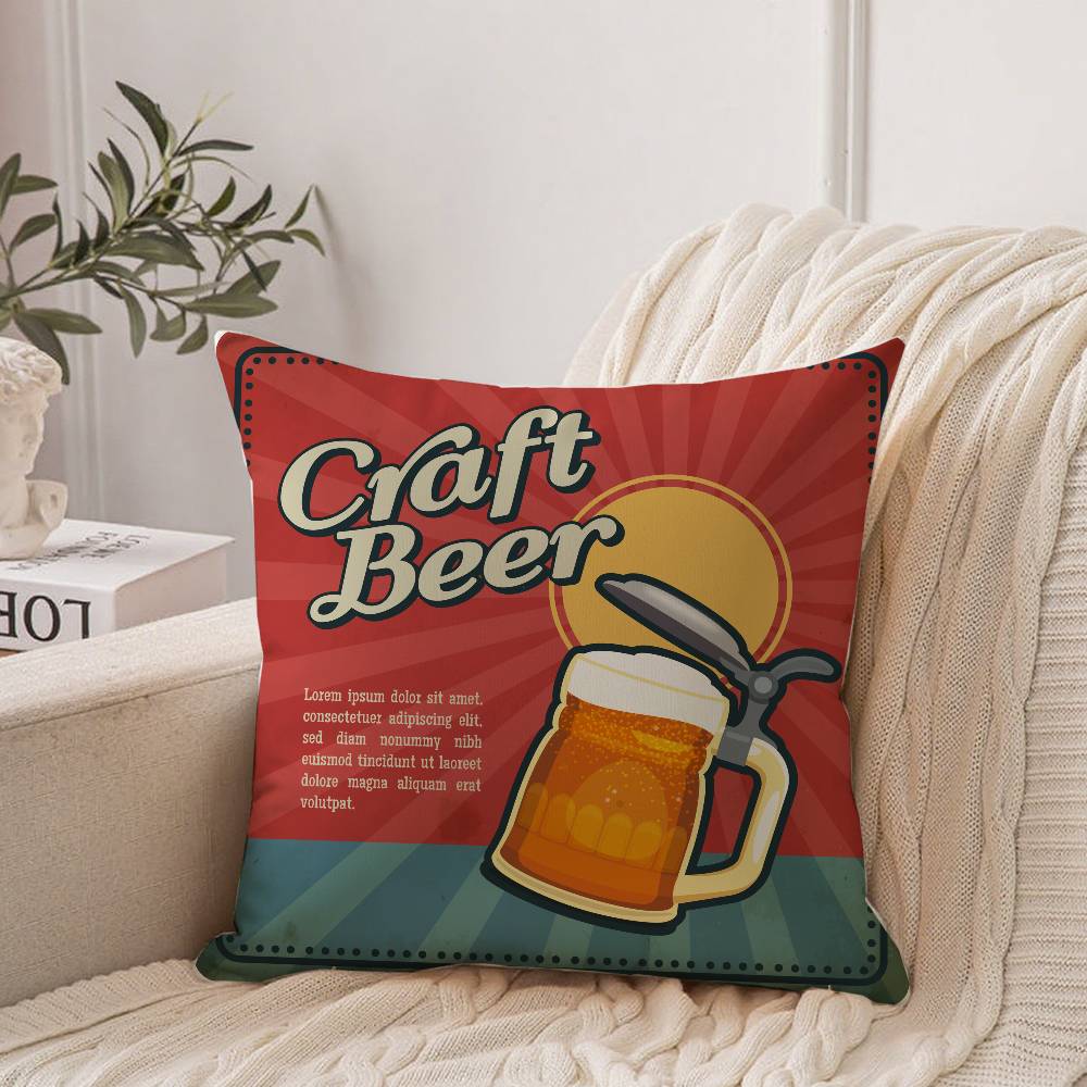 Beer Wine Retro Style Pillow Case Home Decor Throw For Sofa Bed Car Room Decor Gift Idea