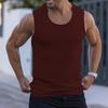 Men Sleeveless Fitness Tank Top Solid Knit Workout T-shirt Sport Running Training Gym Bodybuilding Summer Tee