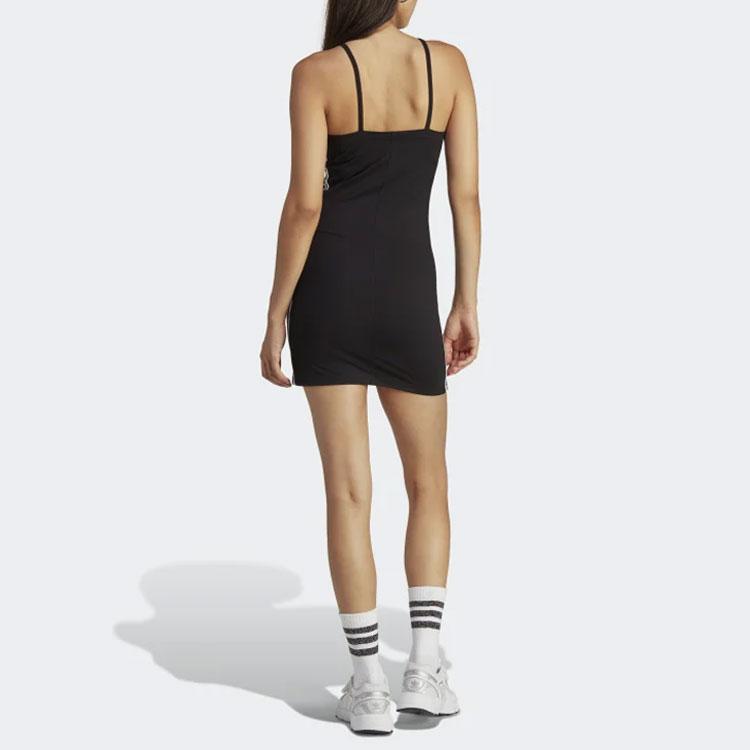 Adidas Originals Trefoil Striped Logo Print Bodycon Cami Dress Women Dress Black IB7401