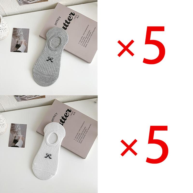1/3/10 Pairs Invisible Boat Socks Versatile Simple Bowknot Socks Women's Summer Thin Shallow Mouth Socks