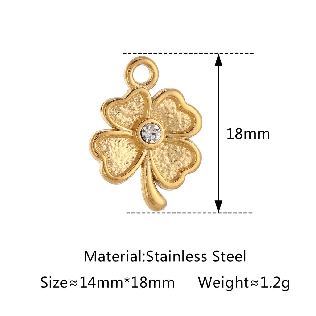 3Pcs Bowknot/Angel/Four Leaf Clover/Flower Charm Stainless Steel Pendant DIY Handmade Craft Necklace Bracelet Jewelry Making