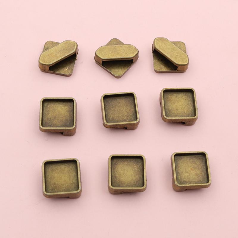 New Fashion 10pcs 10-20mm Inner Size Bronze Silver Plated Square Cabochon Base Setting Pendant,Fit  20mm Square Glass Cabochons 