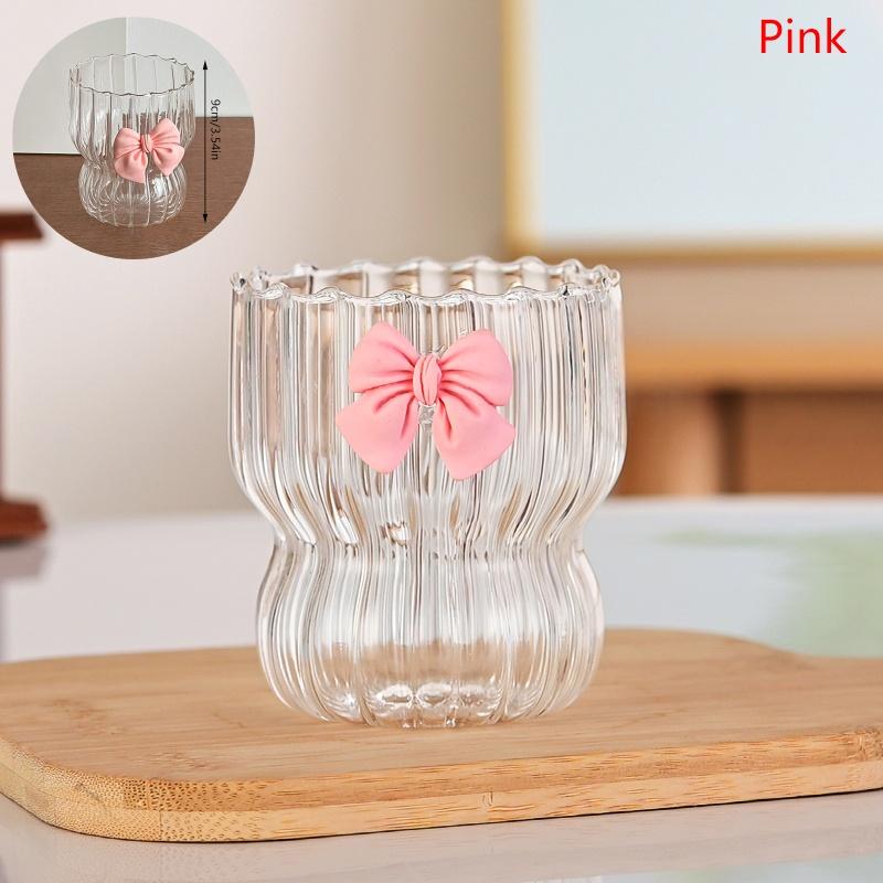 

Kawaii Mug Bow Glass Water Cup Coffee Milk Water Glass Cups Clear Juice Cup Birthday Party Christmas Gift 301-400ml