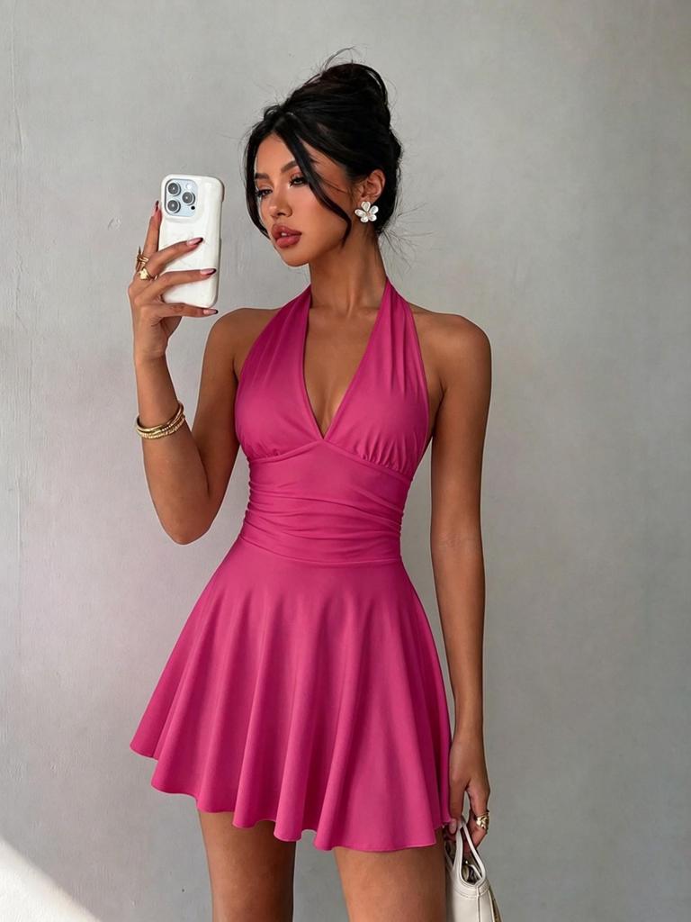 Women's 2025 Backless Satin Halter Dress - Sexy Summer Evening Wear
