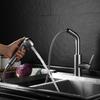 304 Stainless Steel Pull-out Kitchen Faucet Hot and Cold Mixed Water Washbasin Faucet Nickel Rotary Kitchen Sink Tap