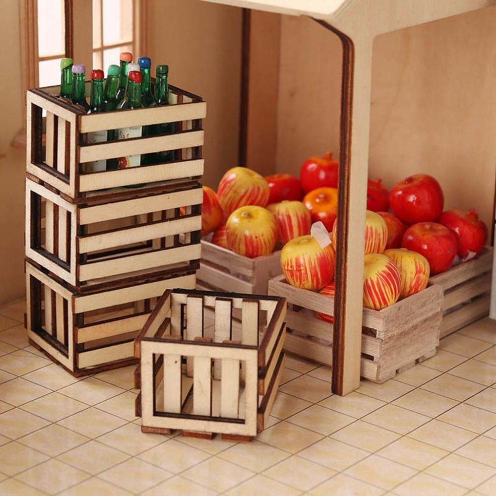 

DIY Wooden Kids Gift Hand-woven Basket Miniature Dollhouse Supplies Tiny Storage Basket BJD Decor 7
