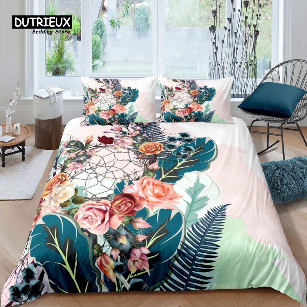 Dreamcatcher Duvet Cover Boho Dream Catcher Comforter Cover Microfiber Indian Native Tribal Elements Bedding Set King Queen Size