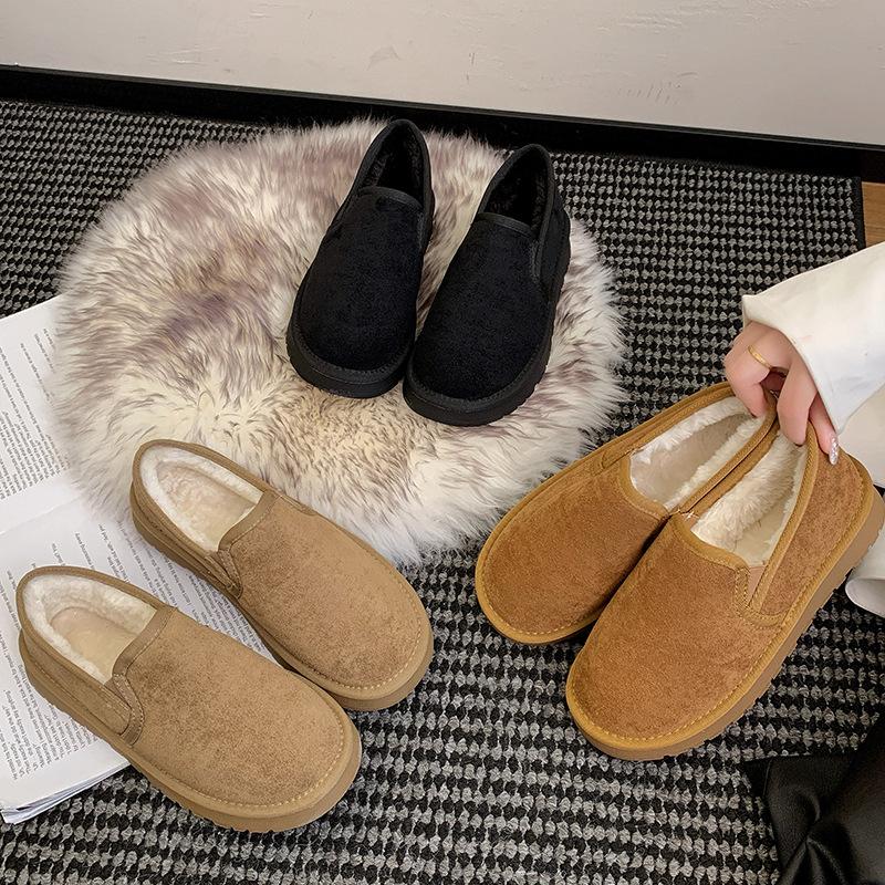 Winter large size couple versatile soft sole non-slip pregnant women cotton shoes velvet warm student bread cotton shoes women