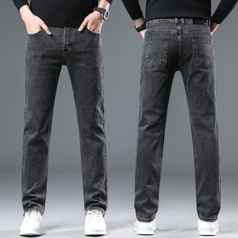 New Stretch Jeans Men's Regular Classic Business Slim Trousers Black Blue Straight Male Brand Clothing Pants 28-40