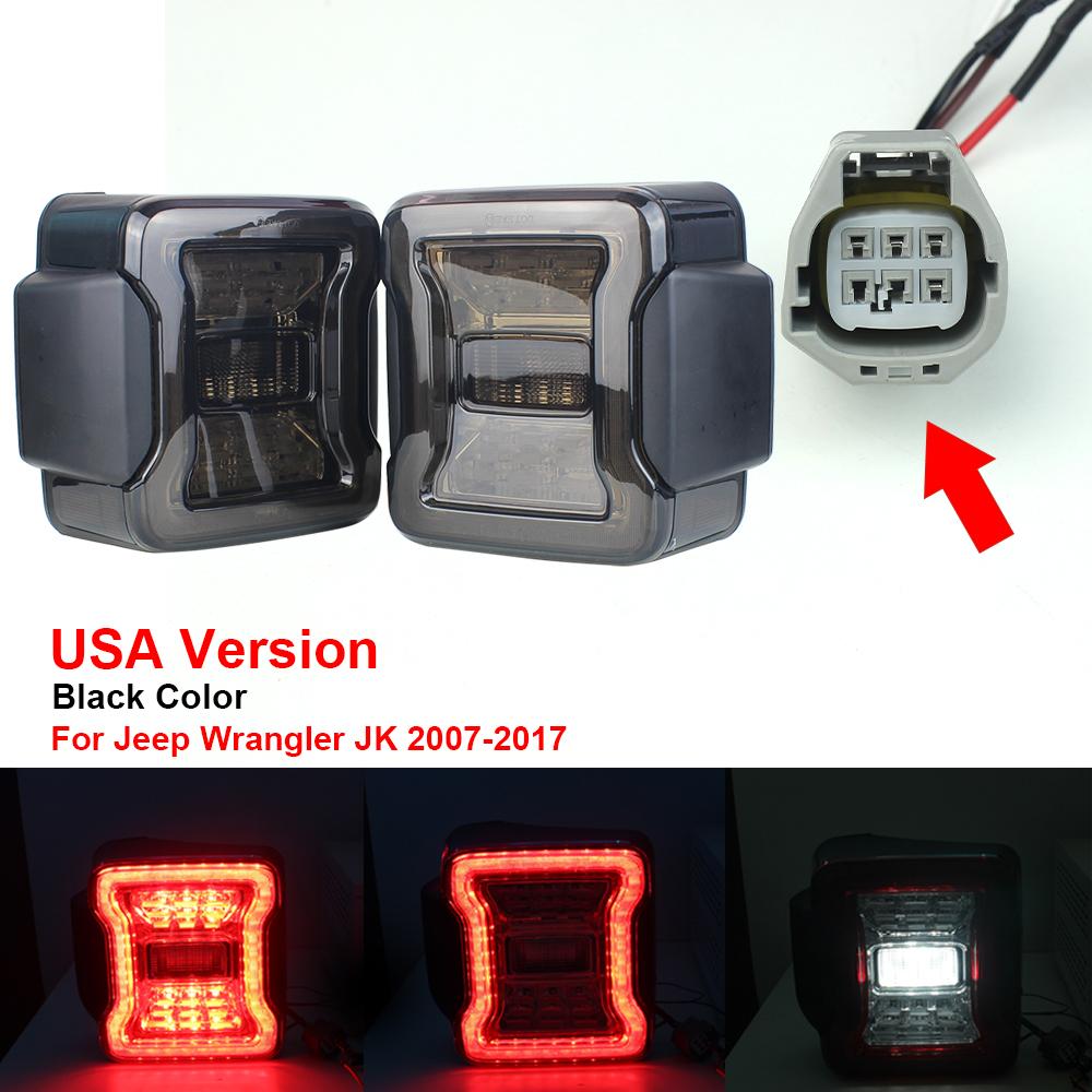 for Jeep Wrangler JK 2007-2018 LED Tail Light Taillight Assembly Rear Lamps Brake Reverse Light Daytime Running Lights USA Version Black