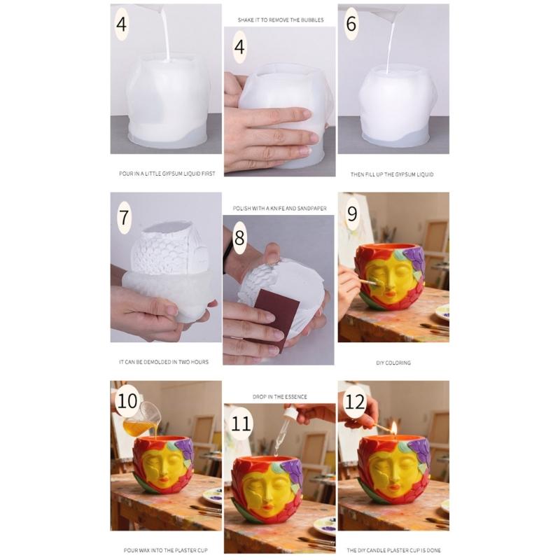 Silicone Planter Mold Double Girl Face Shape Flowerpot Molds for Resin Cement Concrete Unique Plant Containers Gifts
