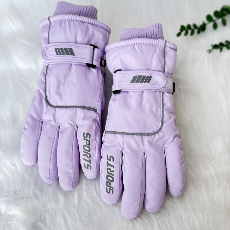 Customized Polyester Ski Mittens Built Wrist Support Shock Absorption Waterproof Split Finger Light Snowboarding