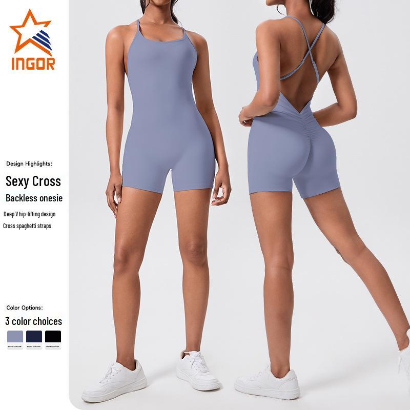 

Cross-back Slim One-piece Yoga and Leisure Jumpsuit with Hip-lift Small