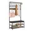 Hall Tree, 1830 mm Coat Rack with Shoe Bench, 2-Tier Freestanding Shoe Rack Storage Organizer with Hooks, Hanging Rod and Wire Shelf, Steel Frame