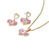 Hot Sale Valentine's Day Pink Necklace Peach Heart Necklace Earrings Women's Pendant Necklace Earrings Jewelry Set
