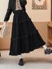 Women's 2026 A-Line Layered Velvet Umbrella Skirt with Elastic Waist - Mid-Length, In Stock