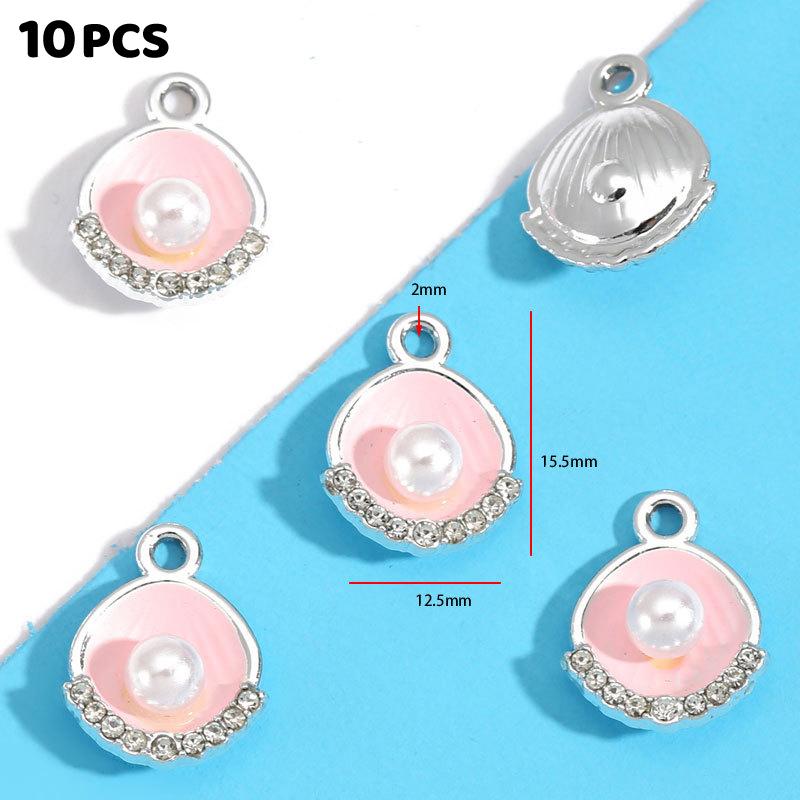 10 Pieces Assorted Alloy Pendants, Pink Resin Rhinestone Star Moon Design, DIY Jewelry Making for Necklaces & Bracelets