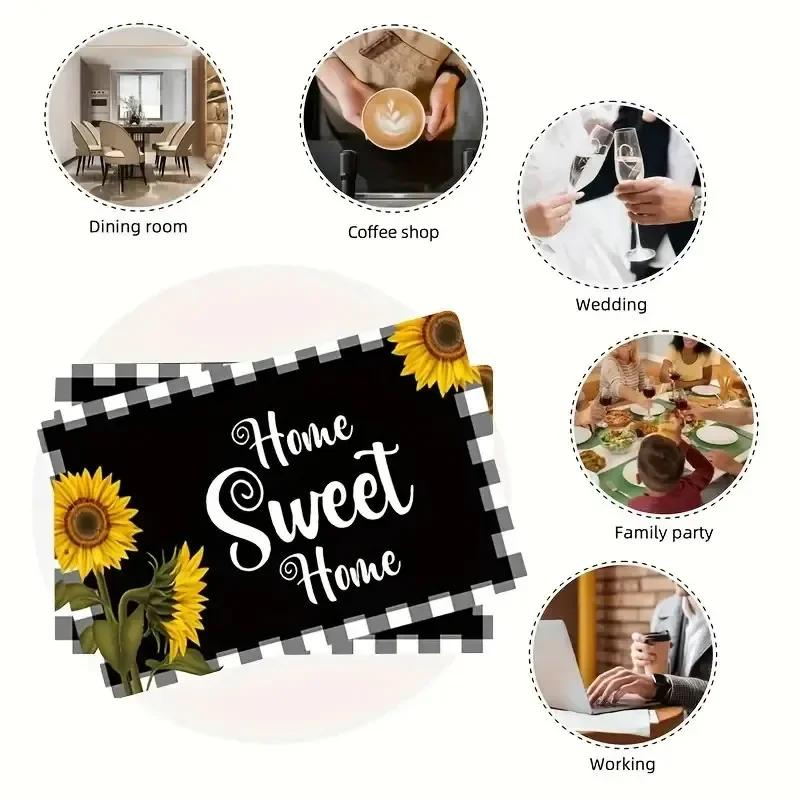 4/6/8pc Lemon Printed Summer Linen Placemat Fresh Holiday Dining Table Mat Decoration for Wedding Party Home Gathering
