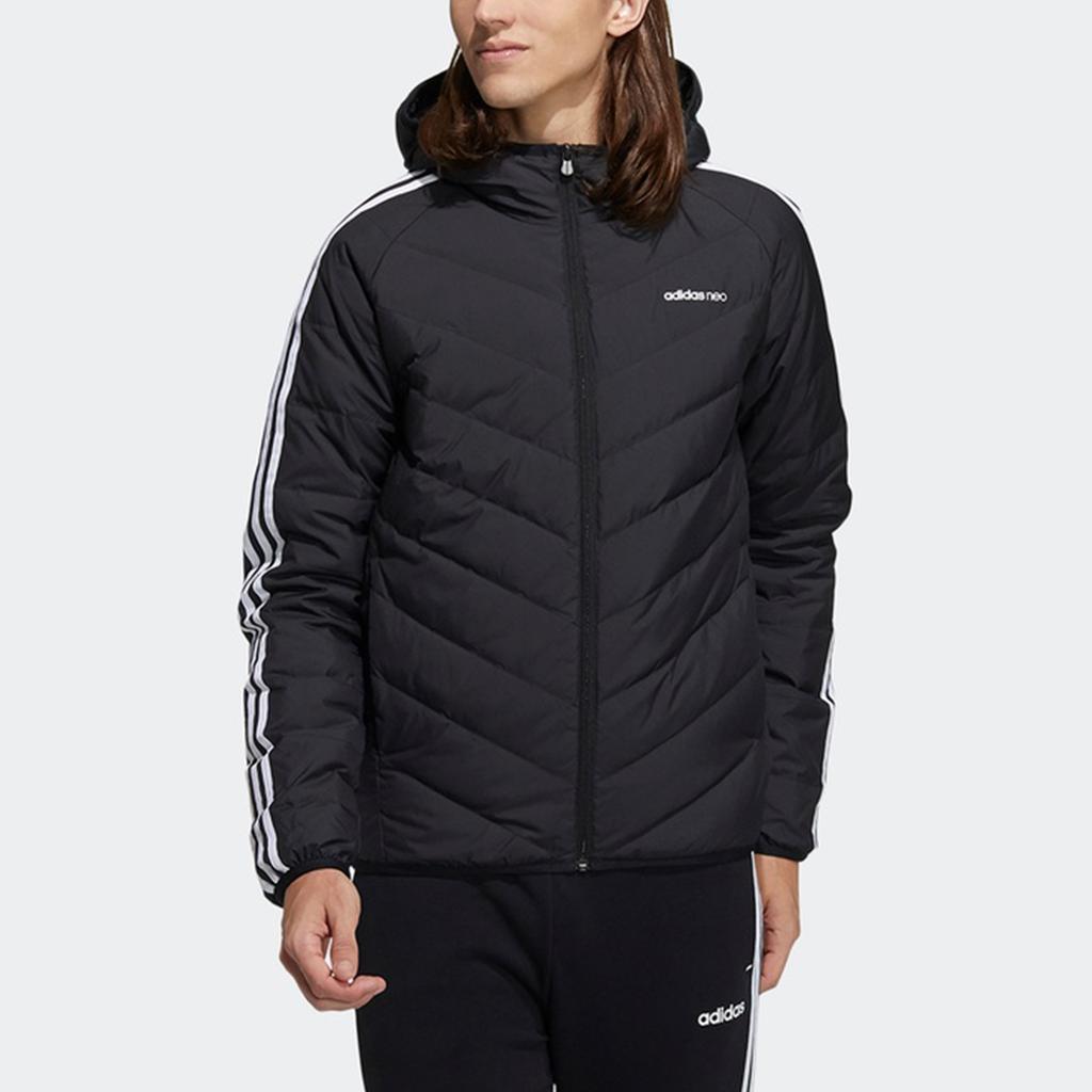 Adidas Neo 3-Stripes Lightweight Down Jacket With Hood Men Outerwear Black H45252