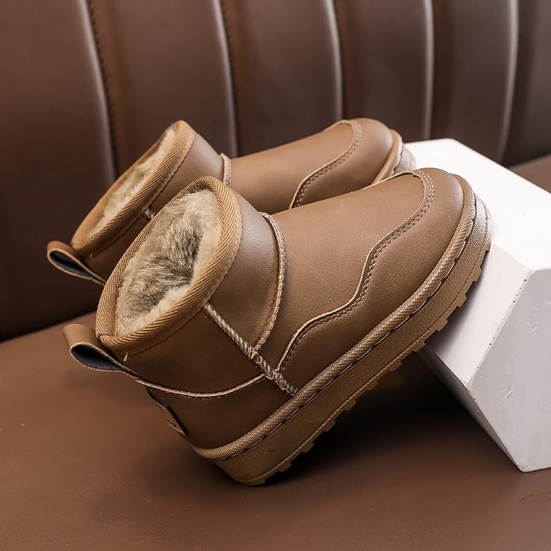

Children Snow Boots with Warm Plush Kids Short Boots Fashion Soild Color Winter Boys Girls Casual Boots Non-slip Soft Sole 36