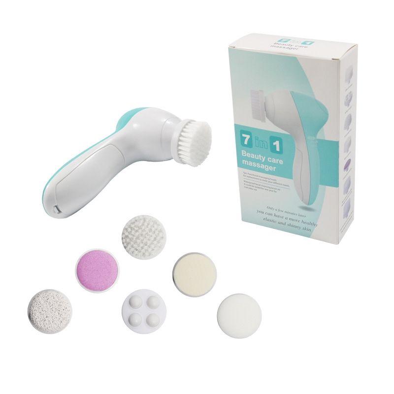 7-in-1 Electric Facial Cleansing & Massage Brush with Rotating Silicone Head