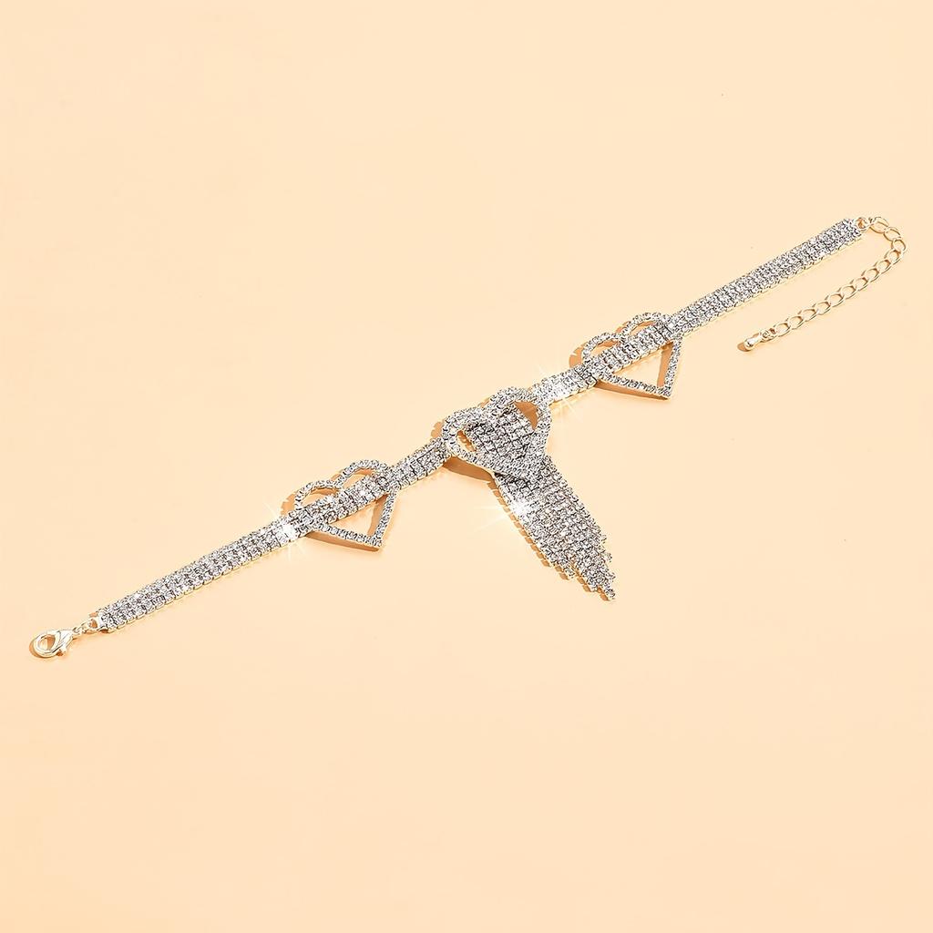 1 Stück Bling Quaste Hohle Herz Klauenkette Fußkettenset mit leuchtendem Wasser Fußschmuck Dekoration Fußkettchen