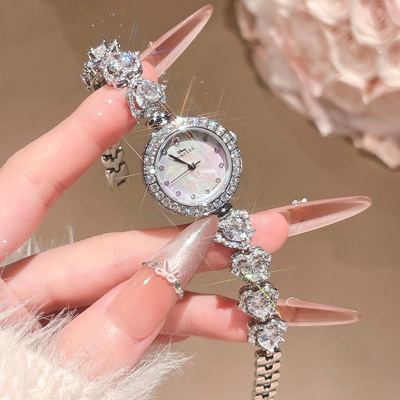 Disney Princess Original Design Sweet Temperament Heart Inlaid Sparkling Bracelet Watch Women watches pink PR-21063