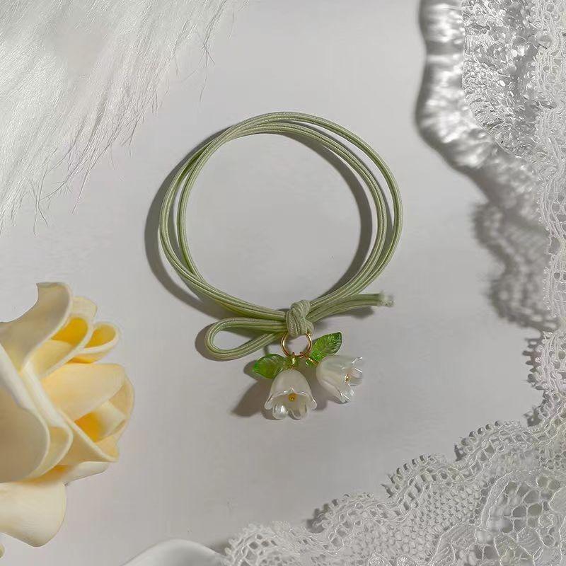 Set lily of the valley flower rubber band hair ring high elasticity and durable Korean version of the head rope new fresh girl hair tie rope