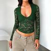 Women Y2k Sexy Wind Slim Hollow Long Sleeve Tie Lace Shirt Top