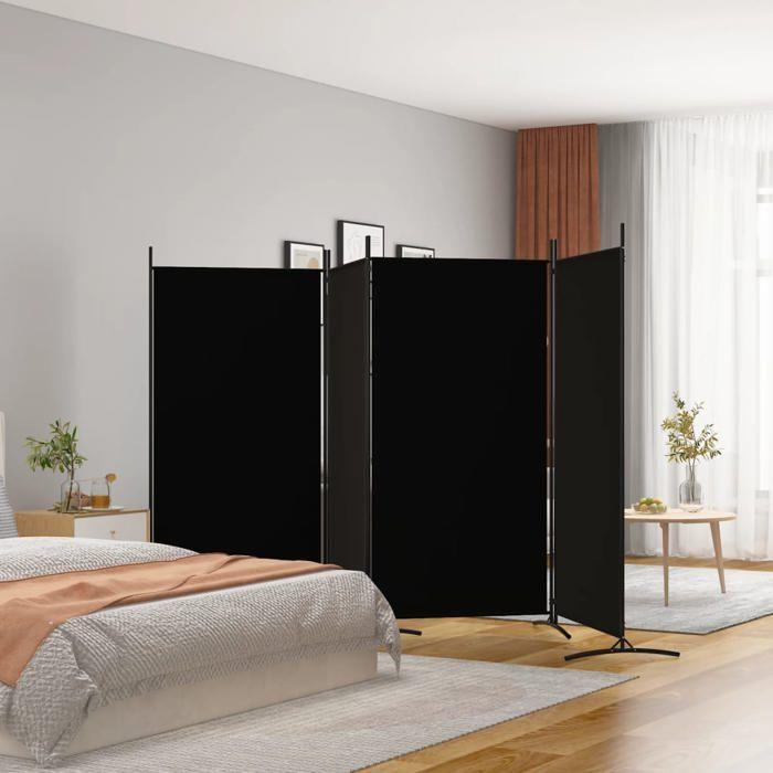 VidaXL Cloison de Séparation 4 Panneaux Séparateur de Pièce Pliable Diviseur Écran d'Intimité Paravent Décoration Salon Noir 350265
