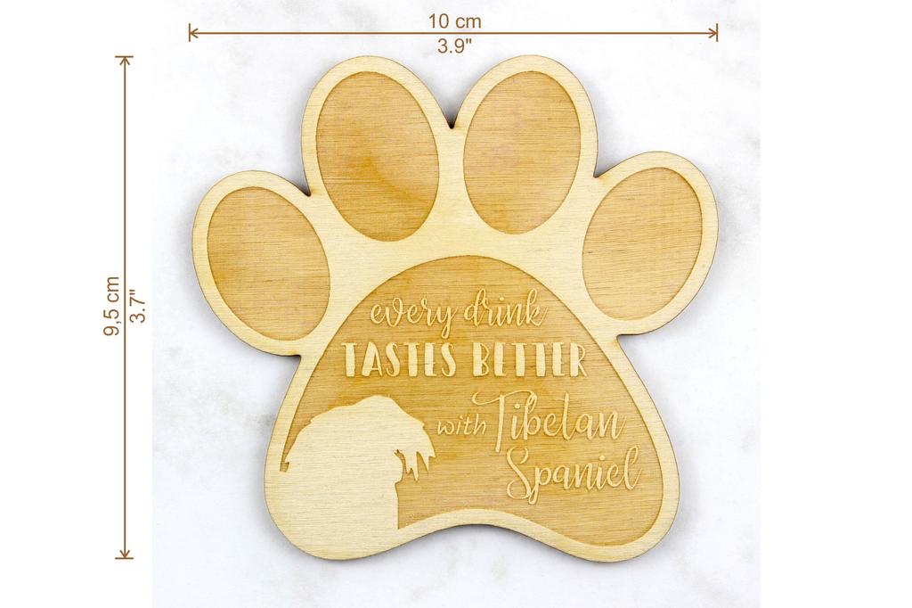Tibetan spaniel - Mug coaster, engraved coaster with dog, gift for dog lover by Art-Dog brand