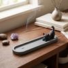 Zen Style Black Cat Incense Stick Holder Mobile Cat Incense Burner with Ash Catcher  Yoga Room