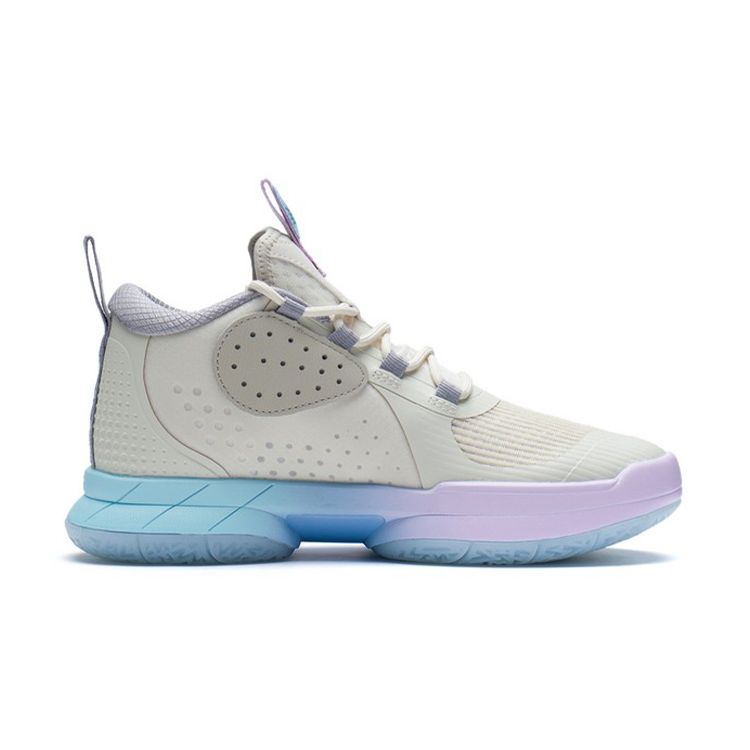 Li Ning Youth  Mid-Top Basketball Shoes Kids Sneakers Pearl-White Blue YKBS040-1