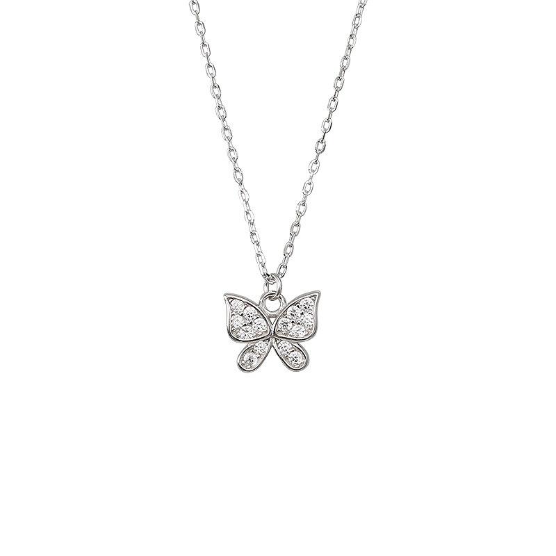Flash Diamond Butterfly Necklace Women's Light Luxury Niche Temperament Collarbone Chain Year Item Jewelry