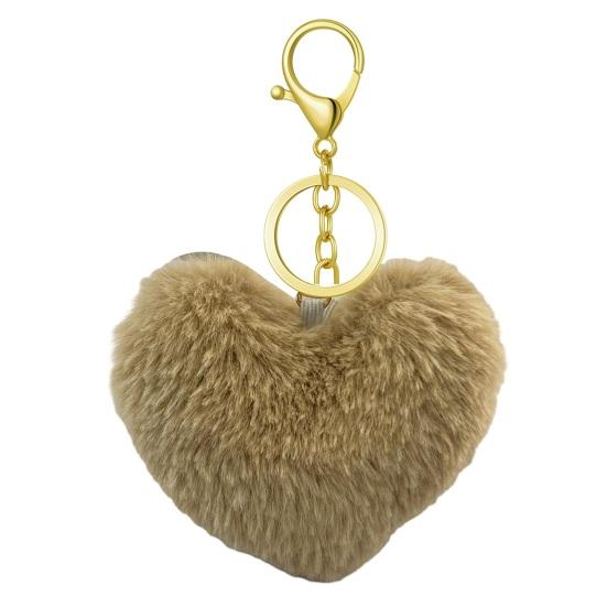 Breloc Inimă Pufoasă Breloc cu Pandantiv Blană Artificială de Iepure Pandantiv pentru Geantă Decorare Chei Mașină Accesoriu Etichetă Bagaj