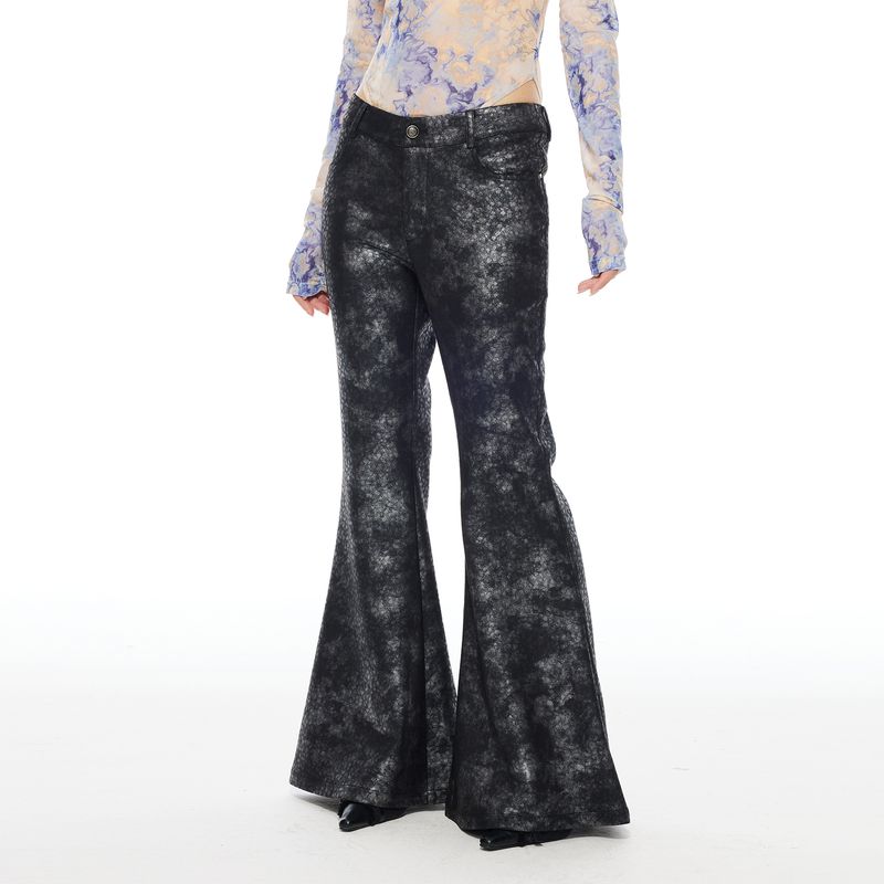 

Vascular Texture Thelight Autumn New Arrival Slight Pull Leather Pants Female Dark Sexy Y2g Pants Eye-Catching Maillard Black XL