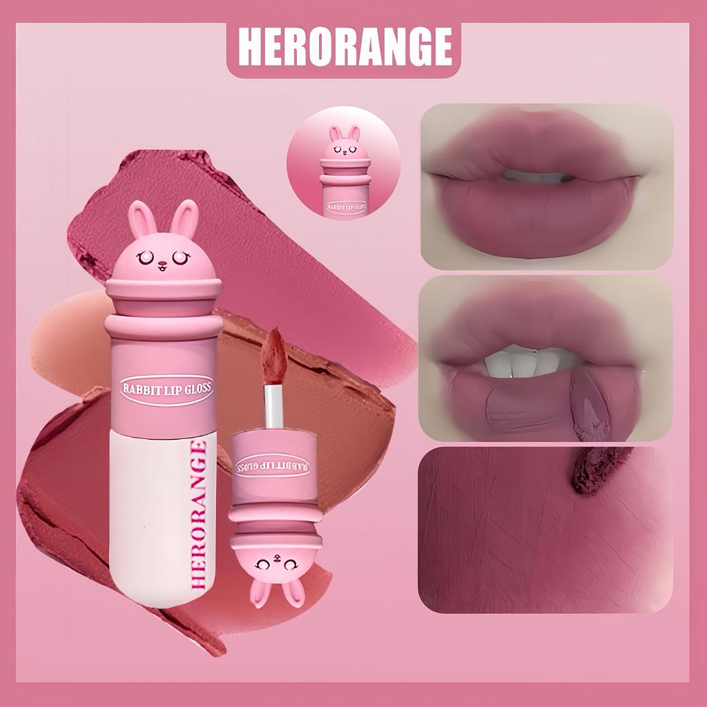 Cute Rabbit Matte Lip Gloss, Soft Mist Velvet Lip Tint, Long Lasting Non Drying Lip Makeup, 6 Shades Airy Creamy Lip Stain for Women Daily Cosmetics