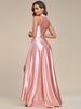Ever-Pretty Women's Asymmetric Shiny Satin Halter Floor-Length High Low Evening Dress