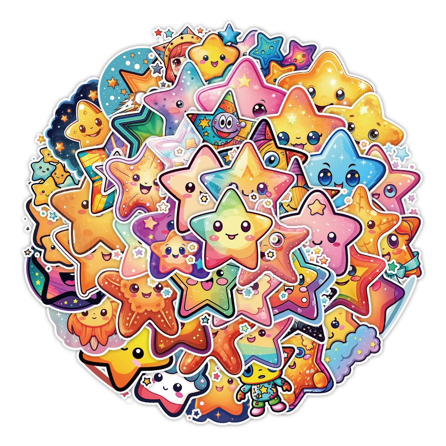 

50 Милых Звезд Мультяшные Граффити Наклейки Автомобиль Мобильный Телефон Украшение Наклейки Водонепроницаемые Креативные Детские Наклейки