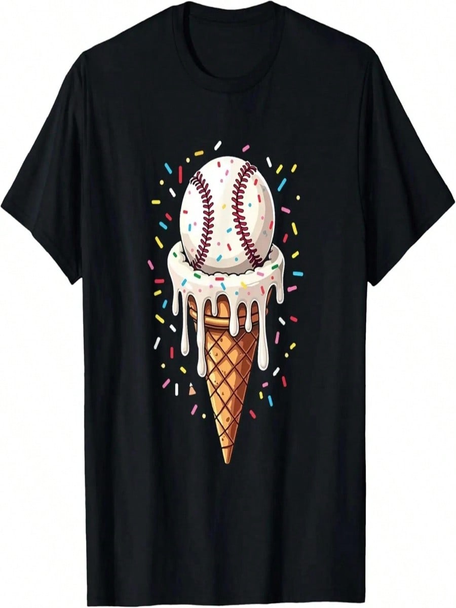 Baseball Drip Boys Ice Cream Cone Drip Baseball T-Shirt S